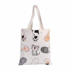 floette women canvas cat tote bag cat print bag cat graphic shoulder bag hobo crossbody handbag casual(a12)