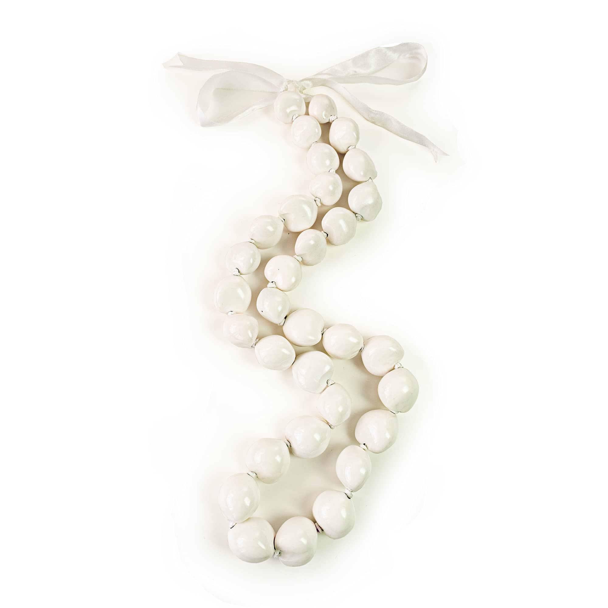 Aloha Outlet Painted Kukui Nut Lei Necklace - White