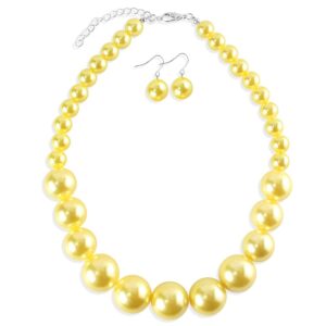 kosmos-li retro large faux yellow pearl necklace for women