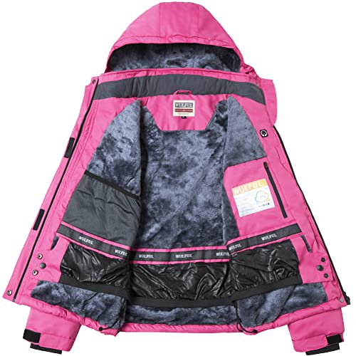 WULFUL Women’s Waterproof Snow Ski Jacket Mountain Windproof Winter Coat with Detachable Hood