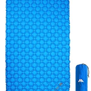 MasterTool Ultralight Double Sleeping Pad for Camping, Portable Waterproof Camping Pad, Inflatable Comfort Camping Mattress 2 Person, Ripstop Sleeping mat for Backpacking (Blue)