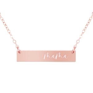 zen & zuri mama rose gold filled bar necklace, mother's day, gift for her, mama bear, cute, dainty mom jewelry