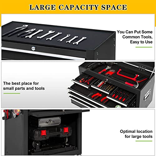 8-Drawer High Capacity Rolling Tool Chest, Removable Cabinet Storage Tool Box with Wheels and Drawers, Detachable Toolbox with Lock for Workshop Mechanics Garage