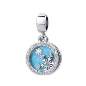 qeensekc snowflake winter dangle charm christmas green enamel bead for pandora bracelet, aut-38_snowflake