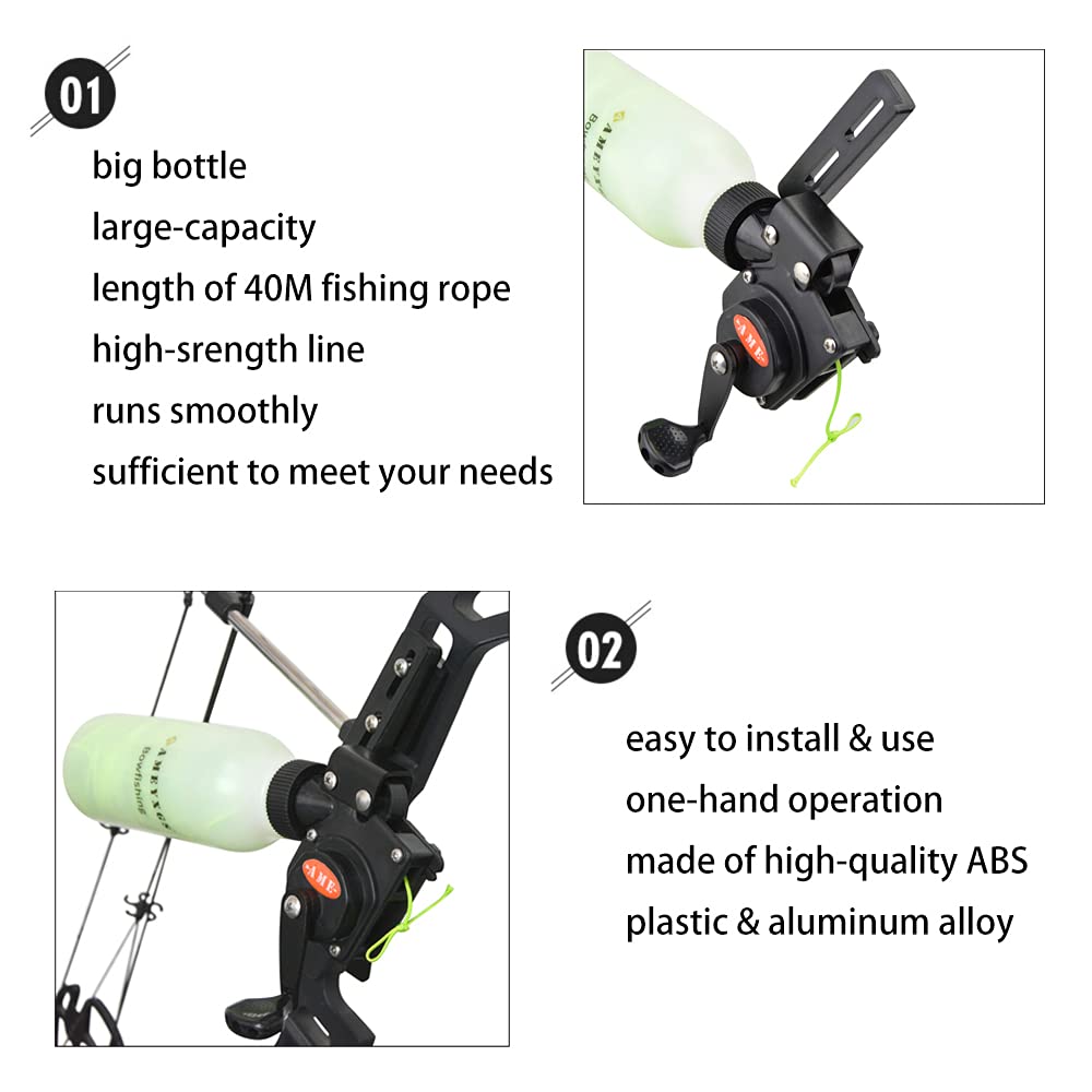 ZSHJGJR Archery Bowfishing Reel Spincast Reel Bowfishing Tool with 40m Fishing Rope Fishing Arrows Kit for Compound Recurve Bow Fishing Hunting Accessory