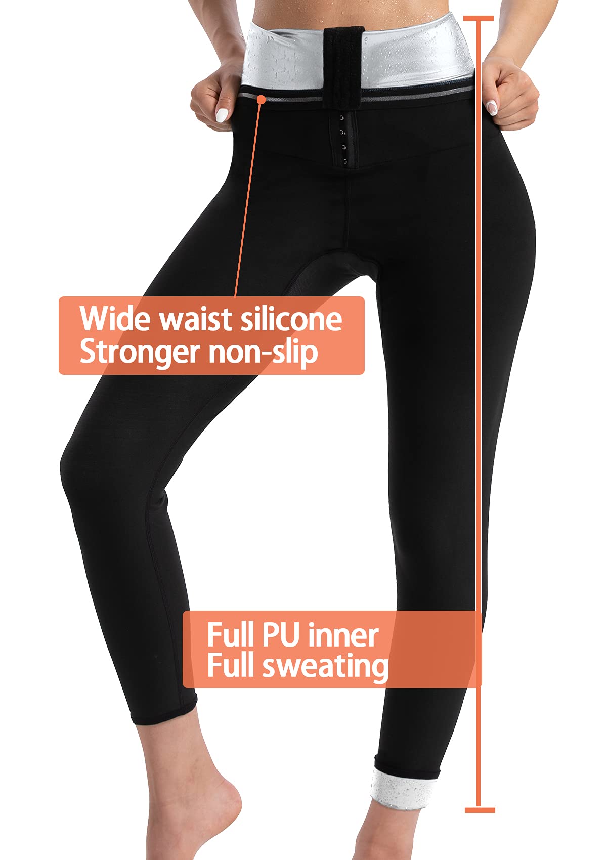 QZSH Sauna Pants Women Sweat Capris Slimming Leggings,Mesh Crotch,High Waist Workout Body Shaper Suits(BH7003-07-XXXL)