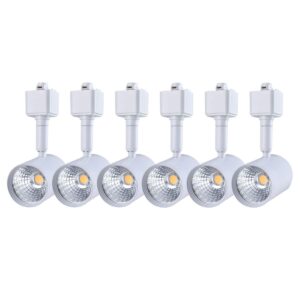 mirrea 6 pack led track lighting heads compatible with single circuit h type track lighting rail ceiling spotlight for accent task wall art exhibition lighting 6.5w 24° white (4000k neutral white)