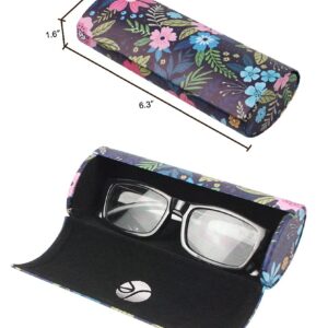 JAVOedge [3 PACK] Floral Pattern Long Oval Hard Eyeglass Case with Magnetic Enclosure - Style C