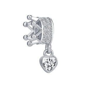 qeensekc queen crown charm heart royal imperial clear cz bead for pandora bracelet, aut-24_crown_04