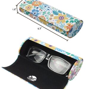 JAVOedge [3 PACK] Floral Pattern Long Oval Hard Eyeglass Case with Magnetic Enclosure - Style C