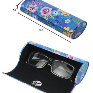 JAVOedge [3 PACK] Floral Pattern Long Oval Hard Eyeglass Case with Magnetic Enclosure - Style C