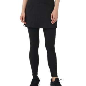 slimour Women Leggings with Skirt Attached Tennis Skirt with Leggings Golf Skirts with Leggings Exercise Skirts Hiking Black Pockets XS