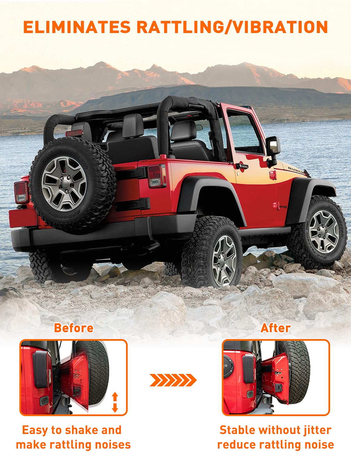 Savadicar TL01 Tailgate Limiter, Aluminum Alloy Rear Trunk Door Latch, Tail Gate Stopper for 2007-2018 Jeep Wrangler JK JKU 2-Door & 4 Door, Tailgate Replacement Accessories, Black, 1 PCs