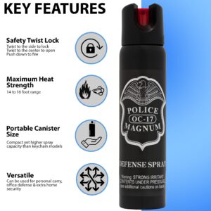 POLICE MAGNUM Large Pepper Spray 5 ounce Canister-16ft Range- Portable Self Defense Security- 5oz Twist Lock (Red)