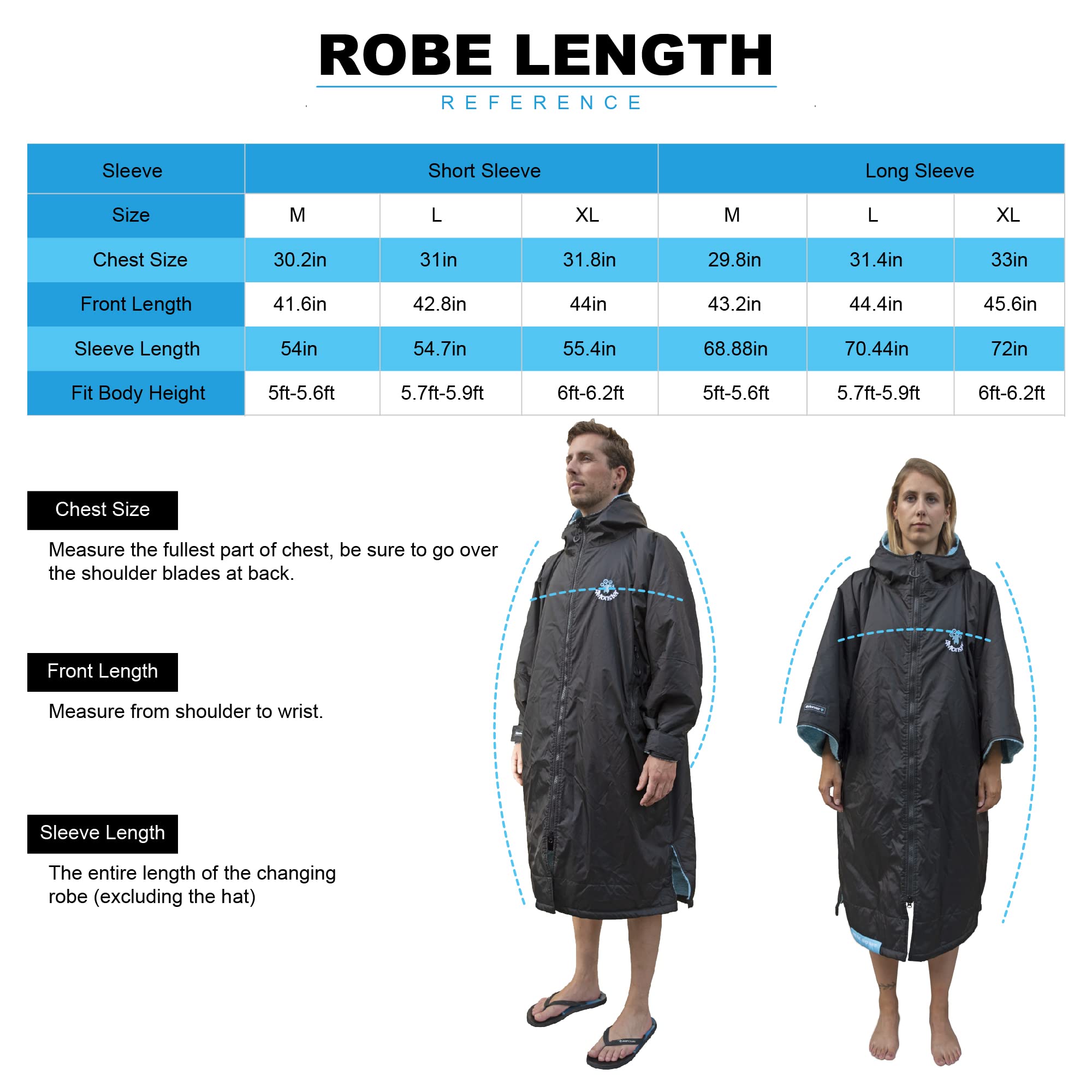 4MonsterSwim Parka with Hood,Quick-Dry Wetsuit Changing Robe Waterproof,Warm Coat Surf Poncho for Water Sport, Beach&Pool (Long Sleeve Black, X-Large)