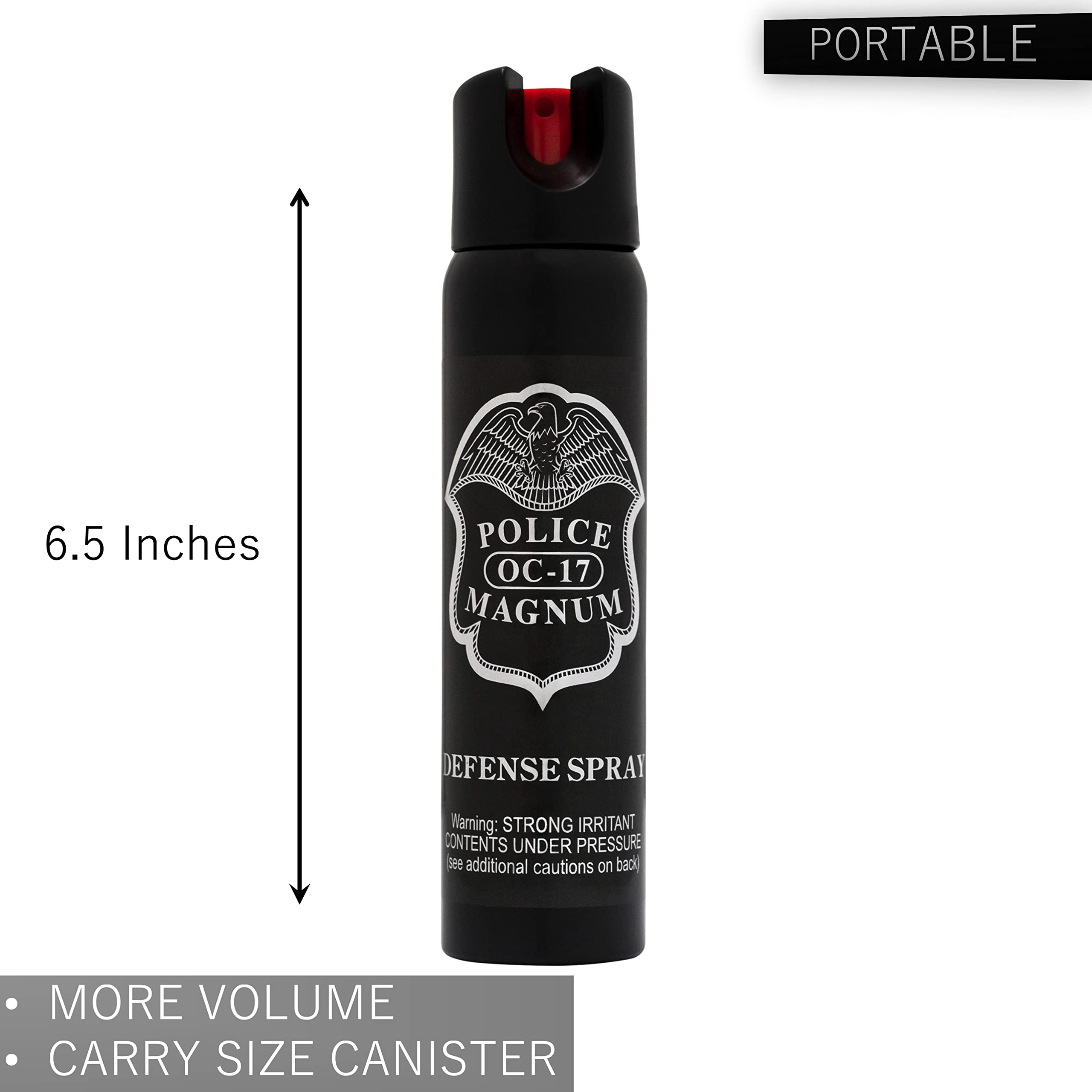 POLICE MAGNUM Large Pepper Spray 5 ounce Canister-16ft Range- Portable Self Defense Security- 5oz Twist Lock (Red)