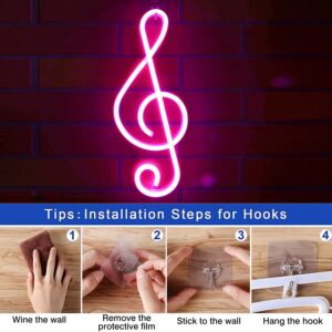 Music decor Neon Sign - LED Neon Lights Wall Decoration, USB or Battery Powered Creative Music Symbol Night Light Bedroom Living Room Girl Room Decor Bar Party Birthday Gift (Pink)