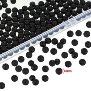 Ecally 300 Pieces Black Matte Onyx Beads Natural Black Agate Round Beads Frosted Onyx Gemstone Loose Beads for Bracelet Necklace Jewelry DIY Making (6 mm)