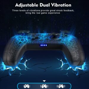 Switch Controller, Wireless Switch Pro Controller for Switch/Switch Lite/Switch OLED, 8 Colors Adjustable LED Wireless Remote Gamepad with Unique Crack/Turbo/Motion Control (Black)