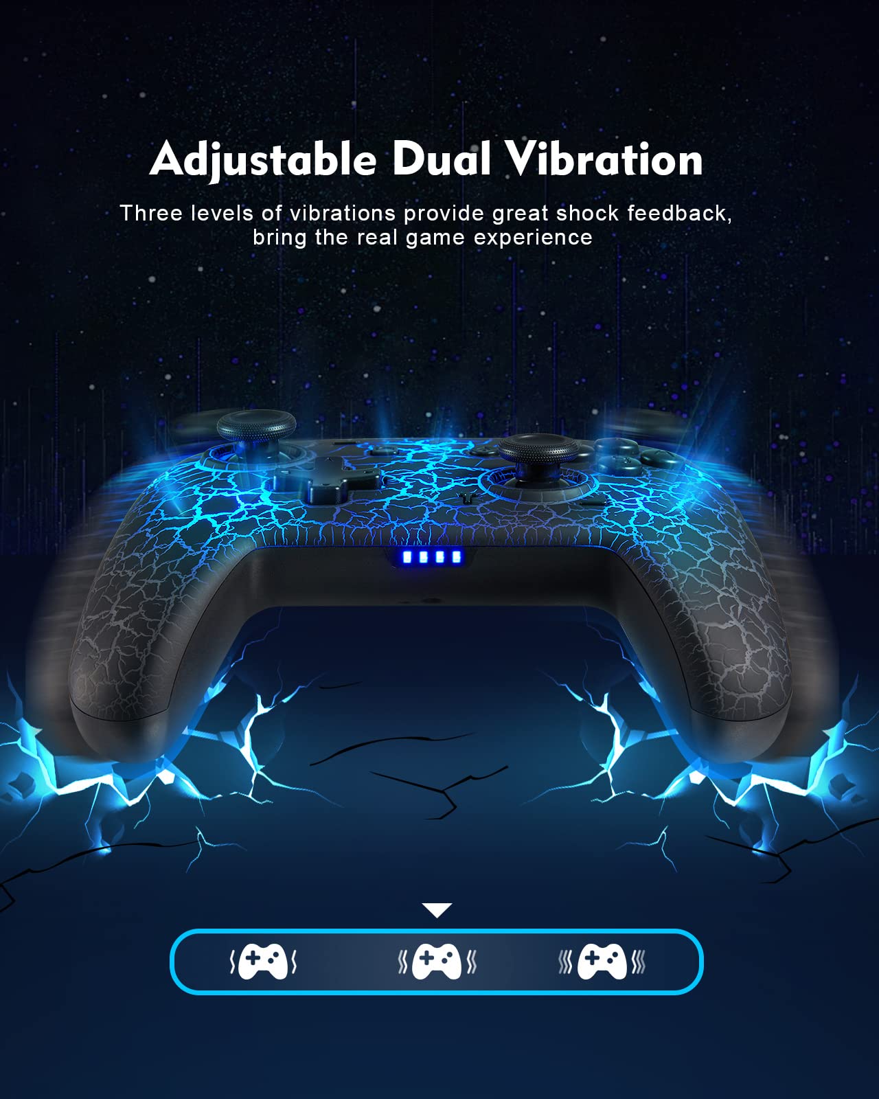 Switch Controller, Wireless Switch Pro Controller for Switch/Switch Lite/Switch OLED, 8 Colors Adjustable LED Wireless Remote Gamepad with Unique Crack/Turbo/Motion Control (Black)