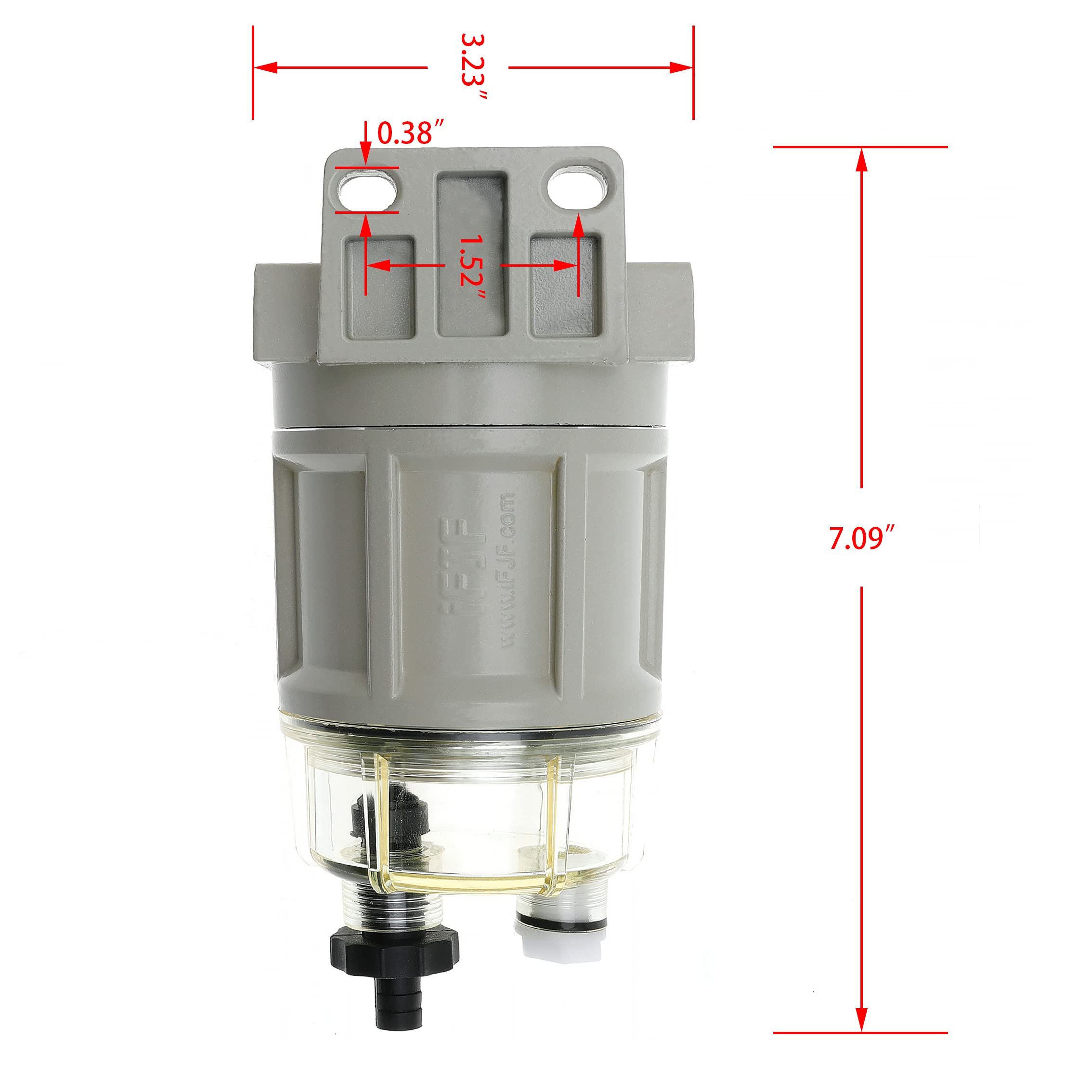 iFJF R12H (R12T Upgrade) Fuel Water Separator Marine Complete Combo - Replaces S3240 120AT NPT ZG1/4-19 Automotive Replacement Spin-on Filter Includes 2 Fittings 2 Plugs