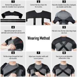 Double Shoulder Support Brace Strap Wrap Neoprene Protector,Adjustable Sports Shoulder Support Belt Back Pain Relief Double Bandage Cross Compression,M