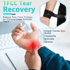 HiRui Wrist Brace Wrist Wrap for TFCC Tears, Ultra-thin Compression Wrist Strap Wrist Support for Workout Basketball Tennis Weightlifting Tendonitis Carpal Tunnel Syndrome-Adjustable (Black, 1 Pack)