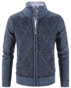 vtuaol men's cardigan sweater warm soft knit full zip sweater winter coat for men blue us s