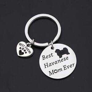 Lywjyb Birdgot Best Havanese Mom Ever Keychain Dog Lover Best Friend Havanese Gift (Best Havanese KY)