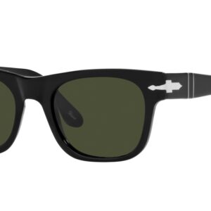 Persol PO3269S Square Sunglasses, Black/Green, 52 mm