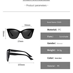 CYLEN Cateye Sunglasses For Women UV 400 Protection -Cat Eye Sunglasses Polarized(Black)