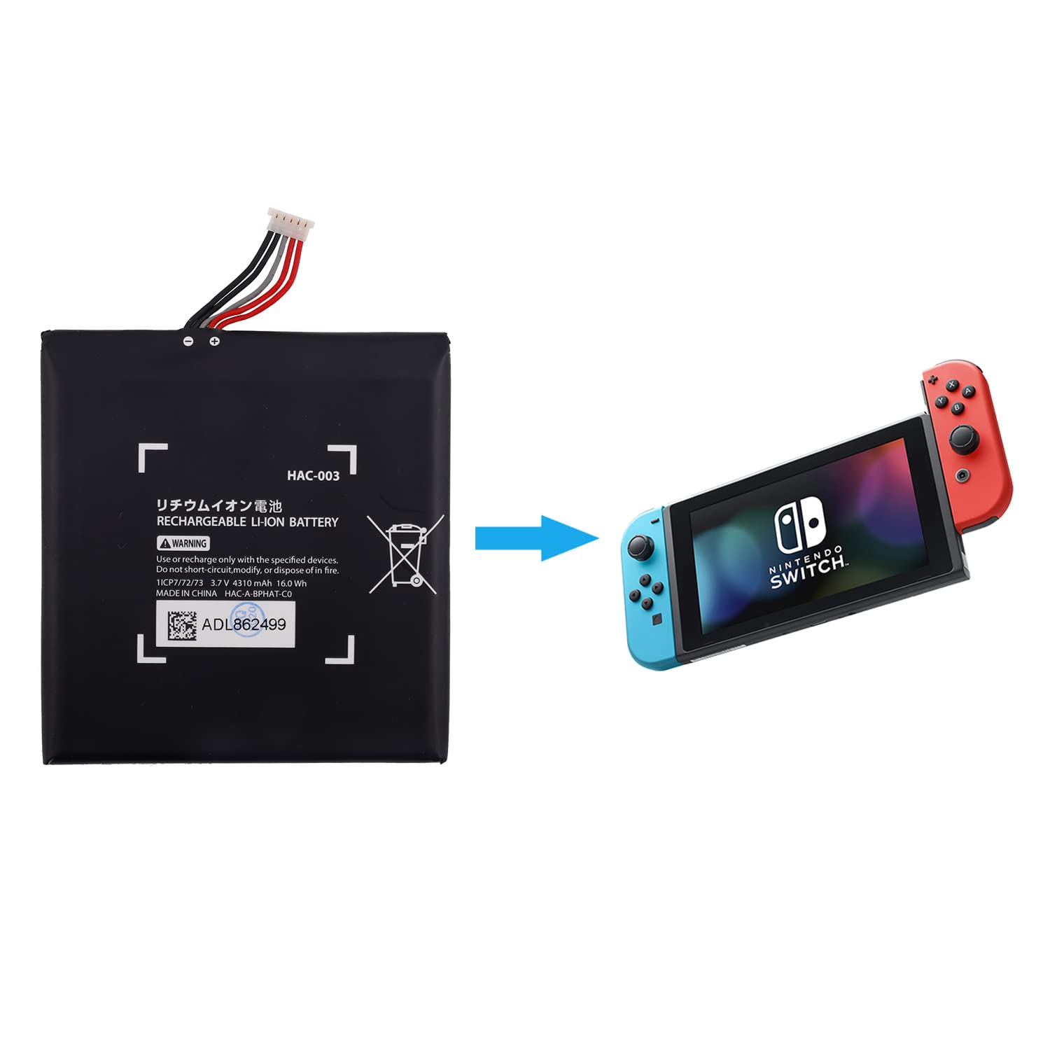 Duotipa HAC-003 Battery Compatible with Nintendo Switch Game Console HAC-001 with Repair Tool Kit