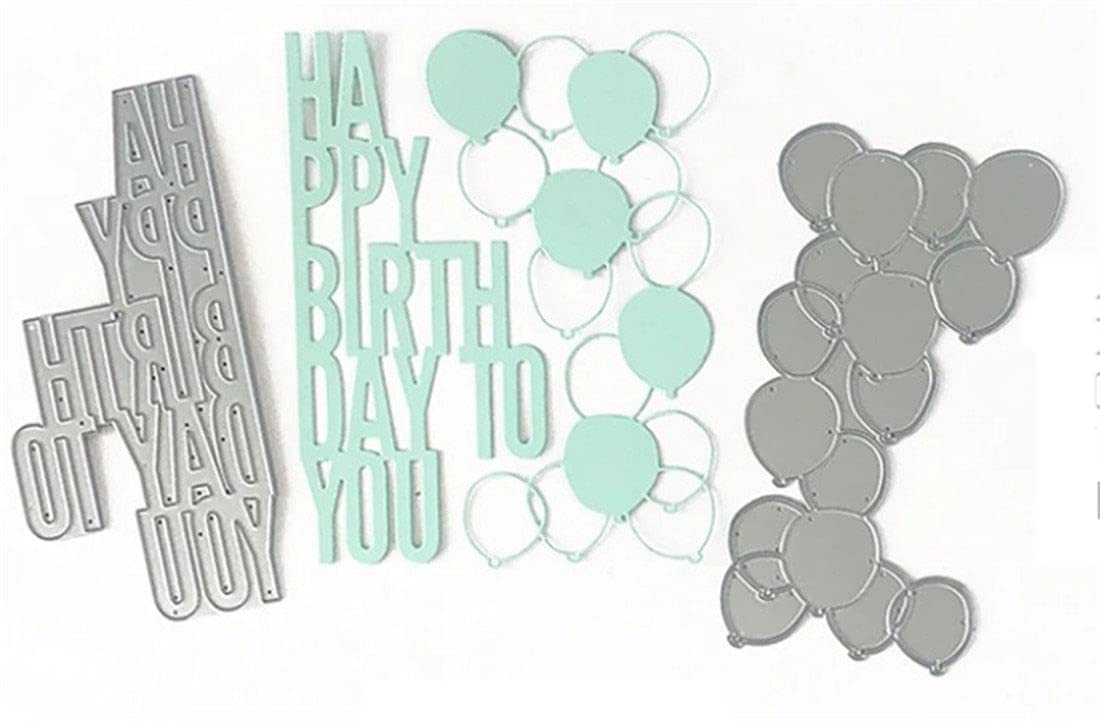 Mvchifay Cutting Dies Metal Stencils Scrapbooking Tool DIY Craft Carbon Steel Embossing Template for Paper Card Making (happy birthday ballon-14.6x12.2cm)