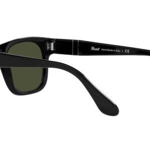 Persol PO3269S Square Sunglasses, Black/Green, 52 mm