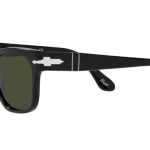 Persol PO3269S Square Sunglasses, Black/Green, 52 mm