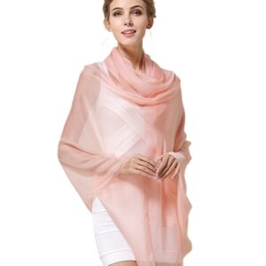 LITHE CASHMERE 100% Mulberry Silk Chiffon Scarf Solid Color Large for Women, Long Lightweight Silk Shawl Wrap with Upgraded Cross Lock Hemmed