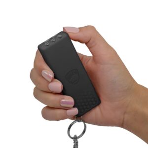 guard dog security hornet+ mini stun gun keychain - stun gun flashlight now with battery life indicator - personal defense equipment – rechargeable (black)