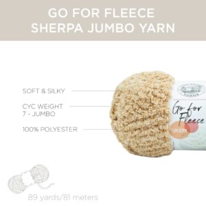 Lion Brand Yarn Go for Fleece Sherpa Jumbo Yarn for Knitting, Crocheting, and Crafting, 3 Pack, Honey