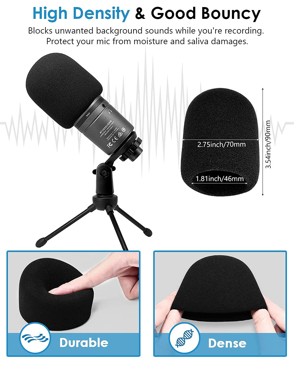 AT2020 Shock mount with Pop Filter [durable/more stable] by Etour - Mount Made from metal material to Eliminate Vibrations - Compatible with Diameter 46mm-53mm Microphone at2040 line Kit