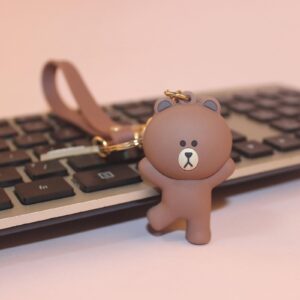 MEIPEL Cute Brown Bear Keychain Accessories, 3d Kawaii Figure Anime Keychains Decoration Silicone Keyring Pendant Car Key Holder Backpack Charm Gift for Women Men Boys Girls