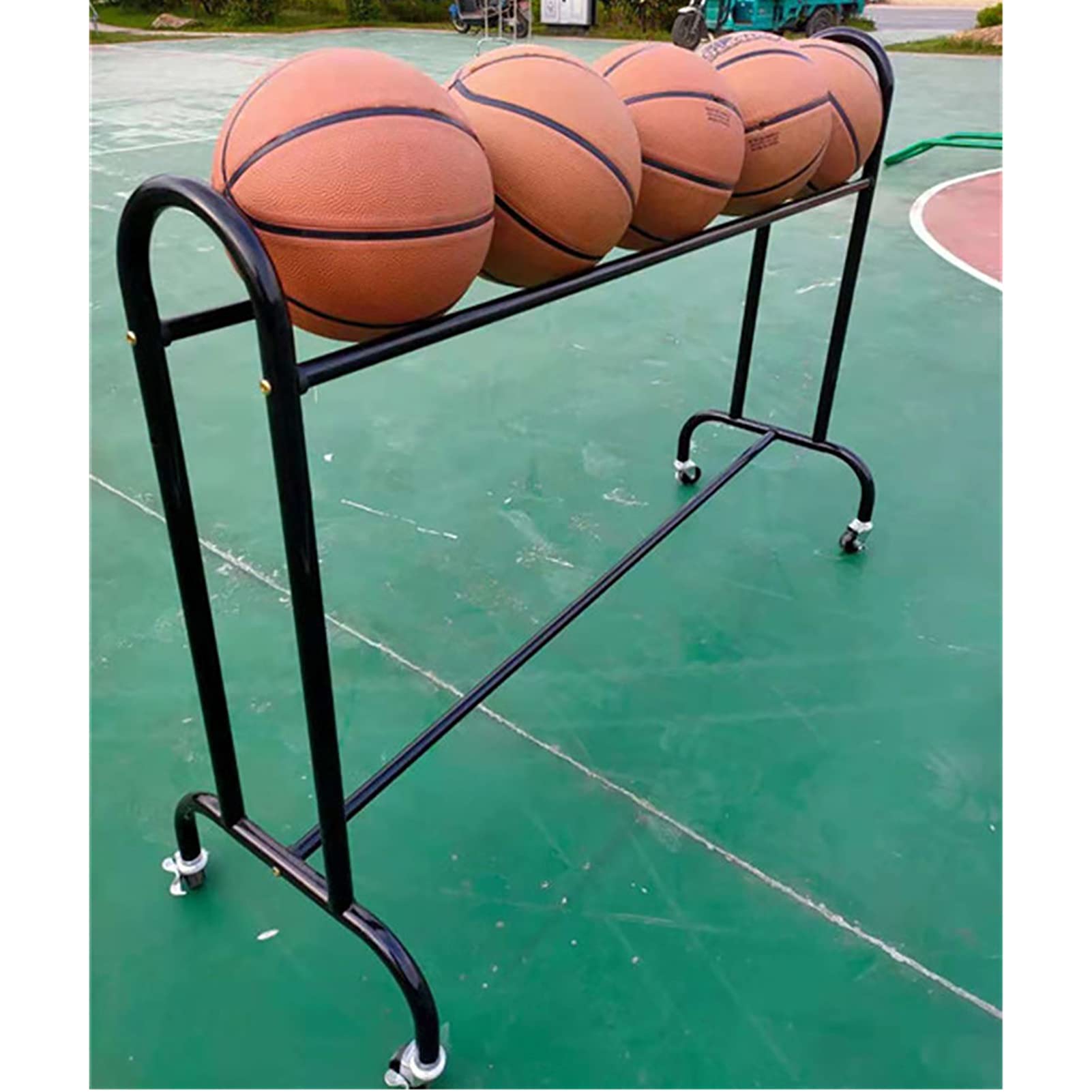 Three-Point Shooting Game, Basketball Stand, Cart, Mobile Training, Ball Storage, Inclined Frame Angle, Hand Push Ball Cart with Wheels for Garage Storage Garage Organizer