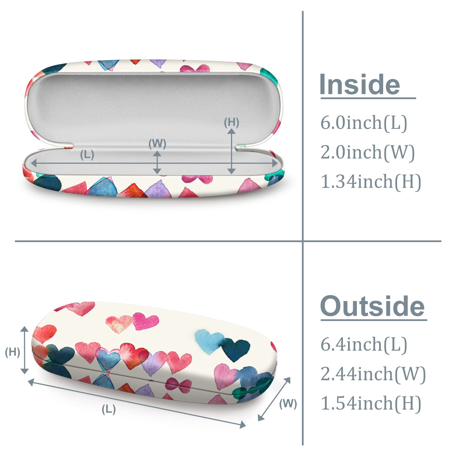 Fintie Hard Shell Eyeglasses Case, Portable Protective Glasses Cover Eyeglass Holder Box with Cleaning Cloth for Men Women, Raining Hearts