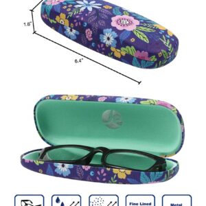 JAVOedge [3 PACK], Floral Pattern Medium Size Hard Eyeglass Storage Case Fits Most Glasses With Micro Cloth - Style C