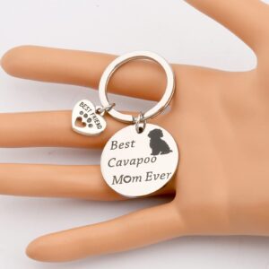 Lywjyb Birdgot Best Cavapoo Mom Ever Keychain Dog Lover Best Friend Cavapoo Gift (Best Cavapoo ky)