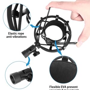 AT2020 Shock mount with Pop Filter [durable/more stable] by Etour - Mount Made from metal material to Eliminate Vibrations - Compatible with Diameter 46mm-53mm Microphone at2040 line Kit