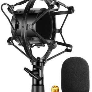 AT2020 Shock mount with Pop Filter [durable/more stable] by Etour - Mount Made from metal material to Eliminate Vibrations - Compatible with Diameter 46mm-53mm Microphone at2040 line Kit