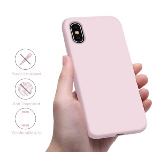 OTOFLY Liquid Silicone Gel Rubber Full Body Protection Shockproof Case for iPhone Xs/iPhone X，Anti-Scratch&Fingerprint Basic-Cases，Compatible with iPhone X/iPhone Xs 5.8 inch (2018), (Ice Pink)