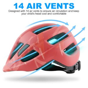 Kids Bike Helmet for Ages 1-8 Years, Adjustable Toddler Boys and Girls Helmets, Lightweight Child Infant Bicycle Cycling Scooter Sports Helmet XS, 48-50cm, Red Whale