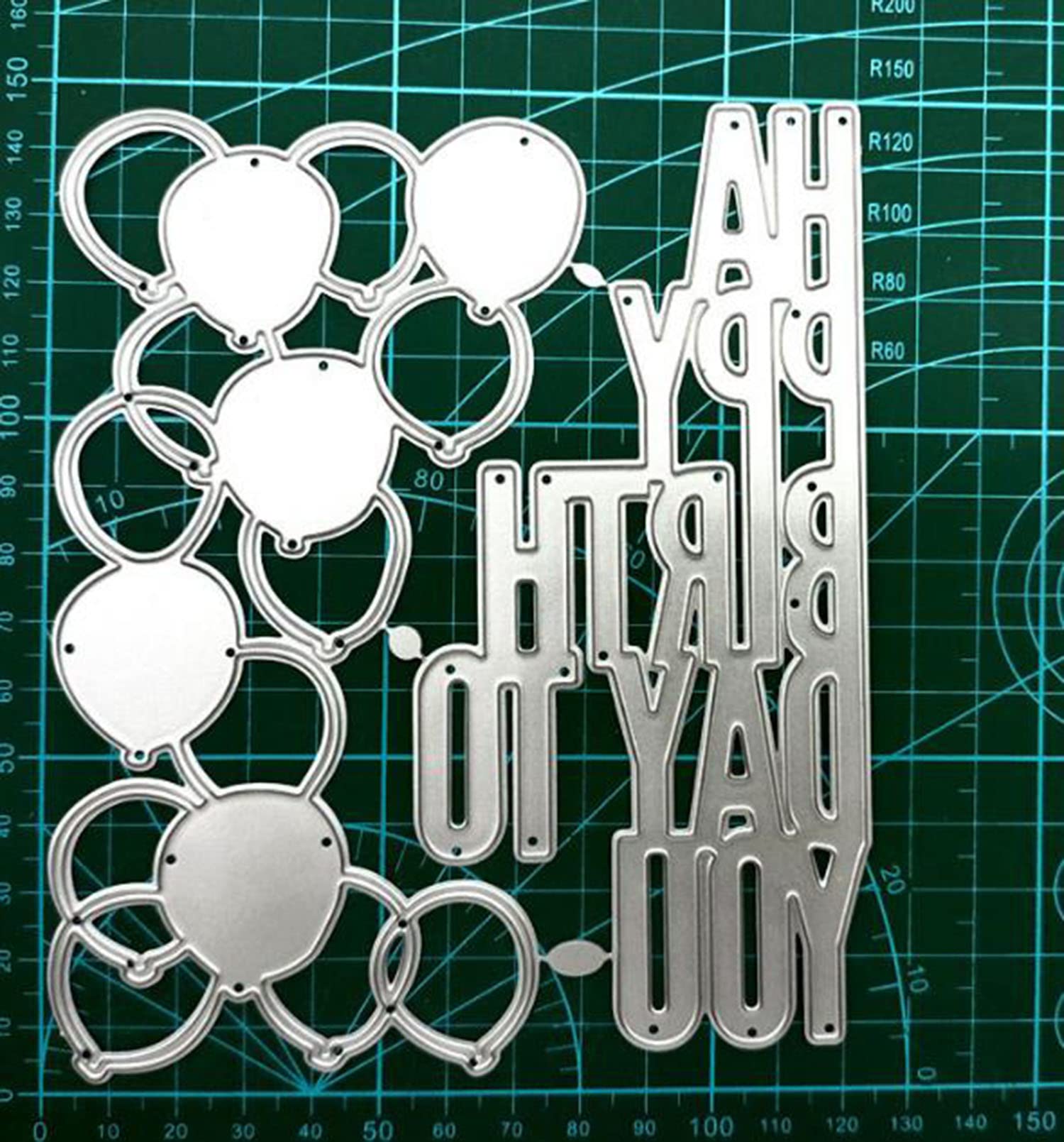 Mvchifay Cutting Dies Metal Stencils Scrapbooking Tool DIY Craft Carbon Steel Embossing Template for Paper Card Making (happy birthday ballon-14.6x12.2cm)