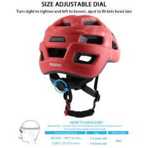 Kids Bike Helmet for Ages 1-8 Years, Adjustable Toddler Boys and Girls Helmets, Lightweight Child Infant Bicycle Cycling Scooter Sports Helmet XS, 48-50cm, Red Whale